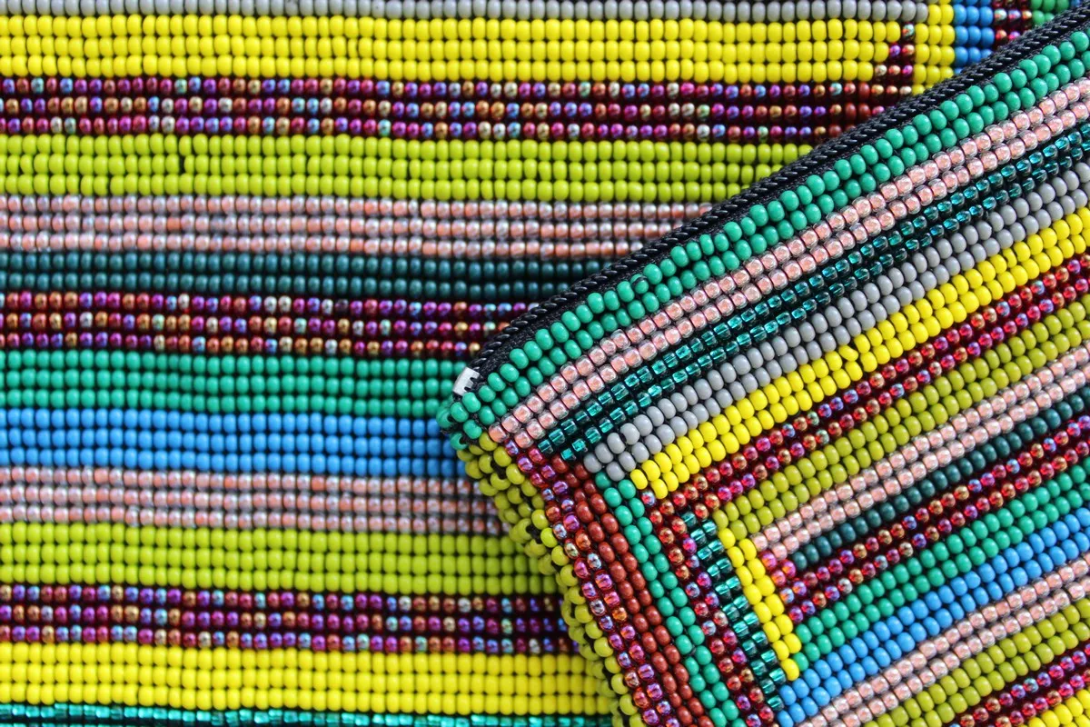Glass Bead Rectangle Clutch - MULTI