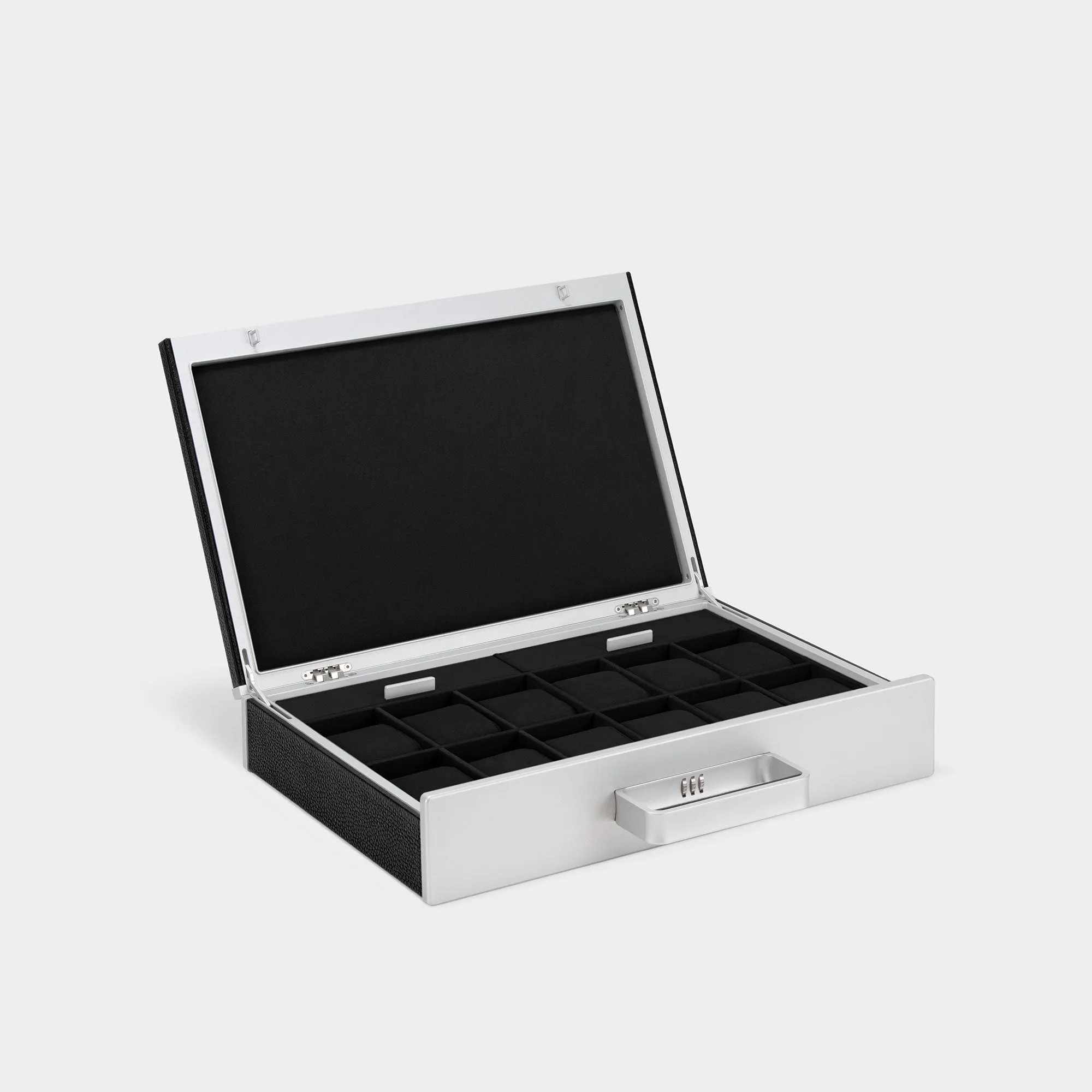 MACKENZIE 12 WATCH BRIEFCASE - BLACK / GREY