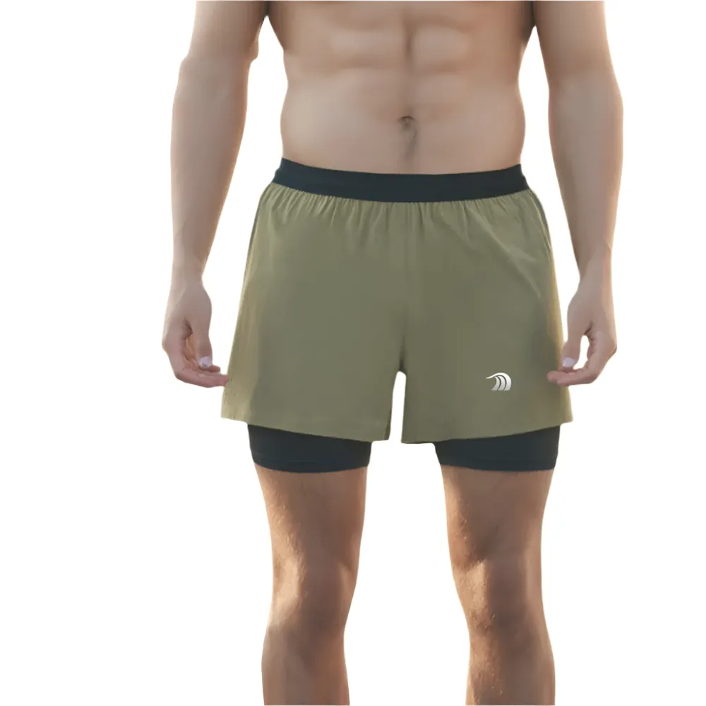Men's Faux Two-piece Drawstring Quick-drying Sports Shorts