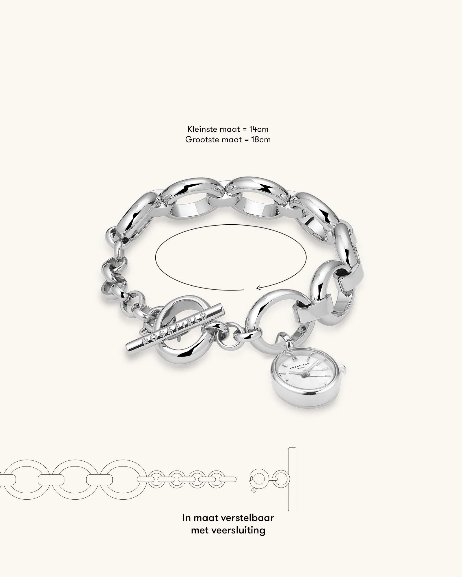 Oval Charm Chain Silver-Engraved