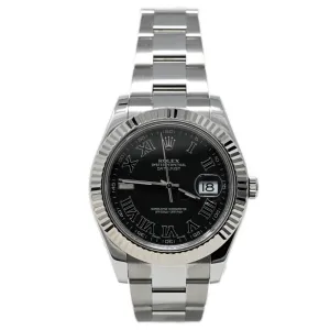 Rolex Men's Datejust II Stainless Steel 41mm Black Roman Dial Watch Reference #: 116334