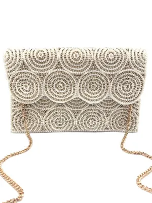Swirl And Pearl Bridal Clutch Bag (PRE)